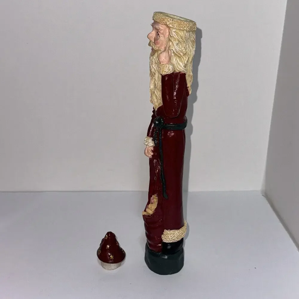 Vintage Santa Candlestick Holder 12 Inch Tall Santa with Toys Removable Hat Folk